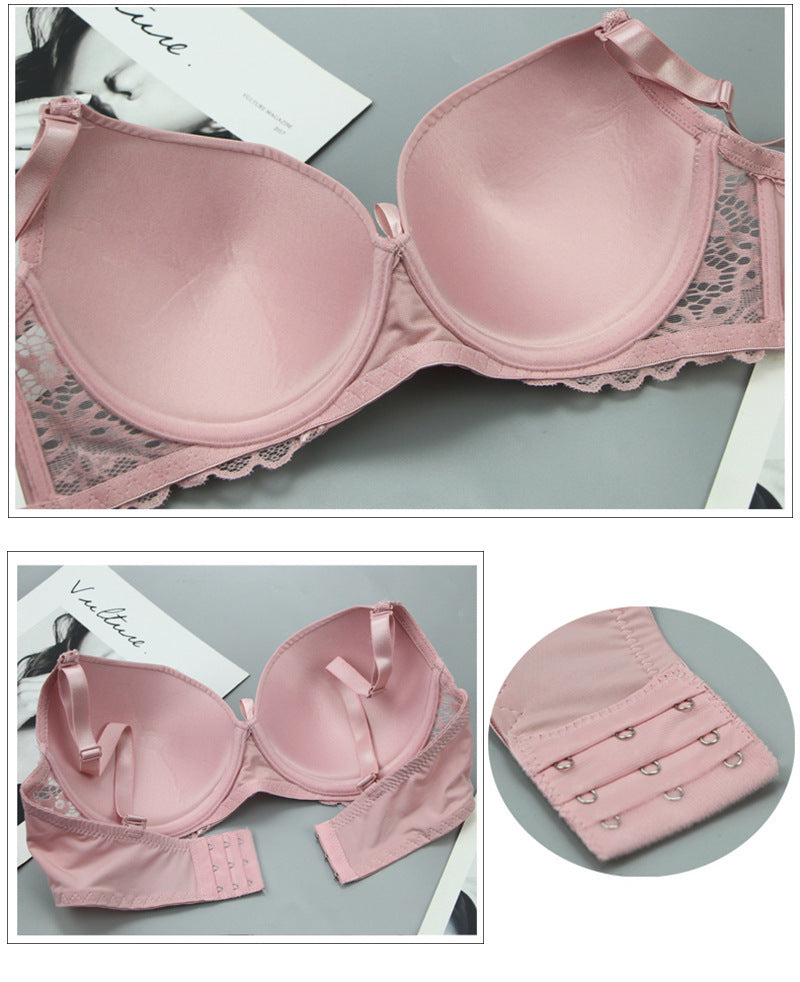 Plus Size Comfort French Lace Pure Shiny Side Bra