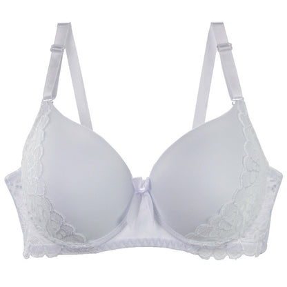 Plus Size Comfort French Lace Pure Shiny Side Bra