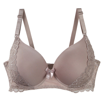 Plus Size Comfort French Lace Pure Shiny Side Bra