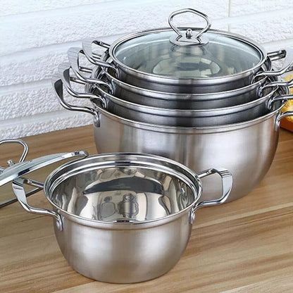 11PCS Induction Non Stick Stainless Steel Cookware Cooking Pot Pan With Lids Set