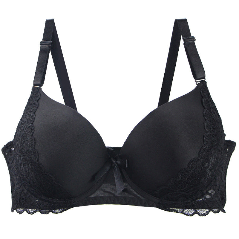 Plus Size Comfort French Lace Pure Shiny Side Bra