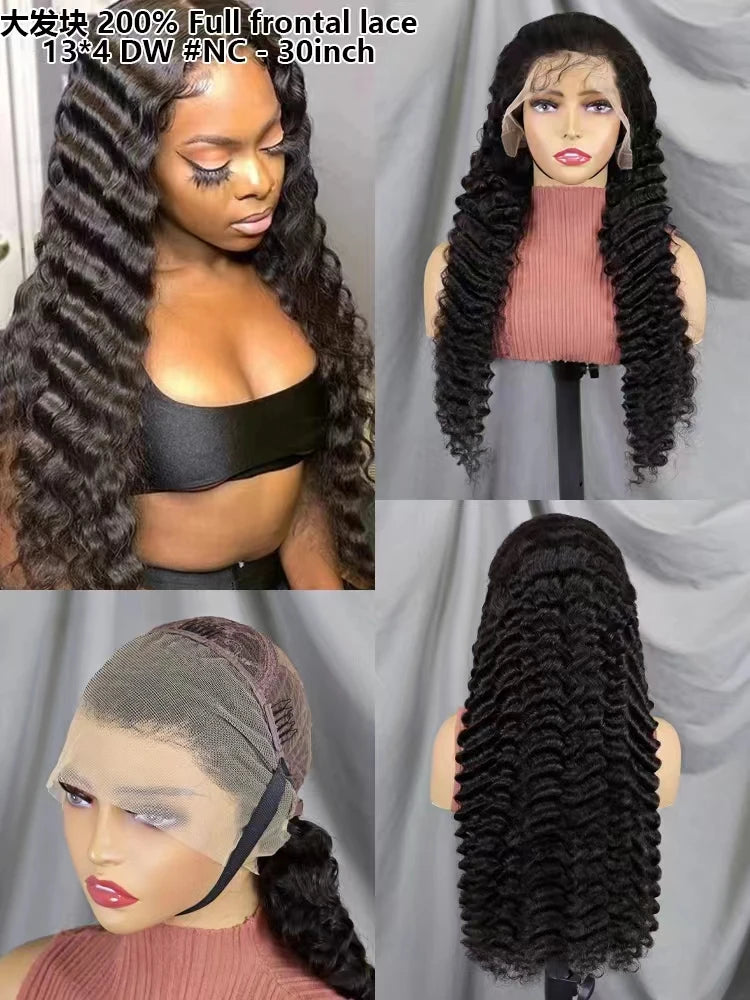 Letsfly 1 Pcs Free Shipping 13x4 Lace Frontal Wigs 180% 10A Grade Afro Natural Color Wigs Virgin 100%Human Hair Wig 16-30inch-7