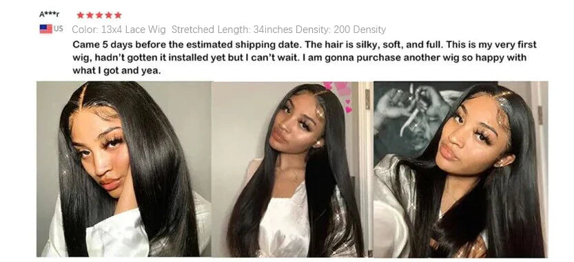 44 46 Long Inch 13x4 HD Lace Front Wig Brazilian Straight Human Hair Wig For Women 200 Density 13x6 Transparent Lace Frontal Wig