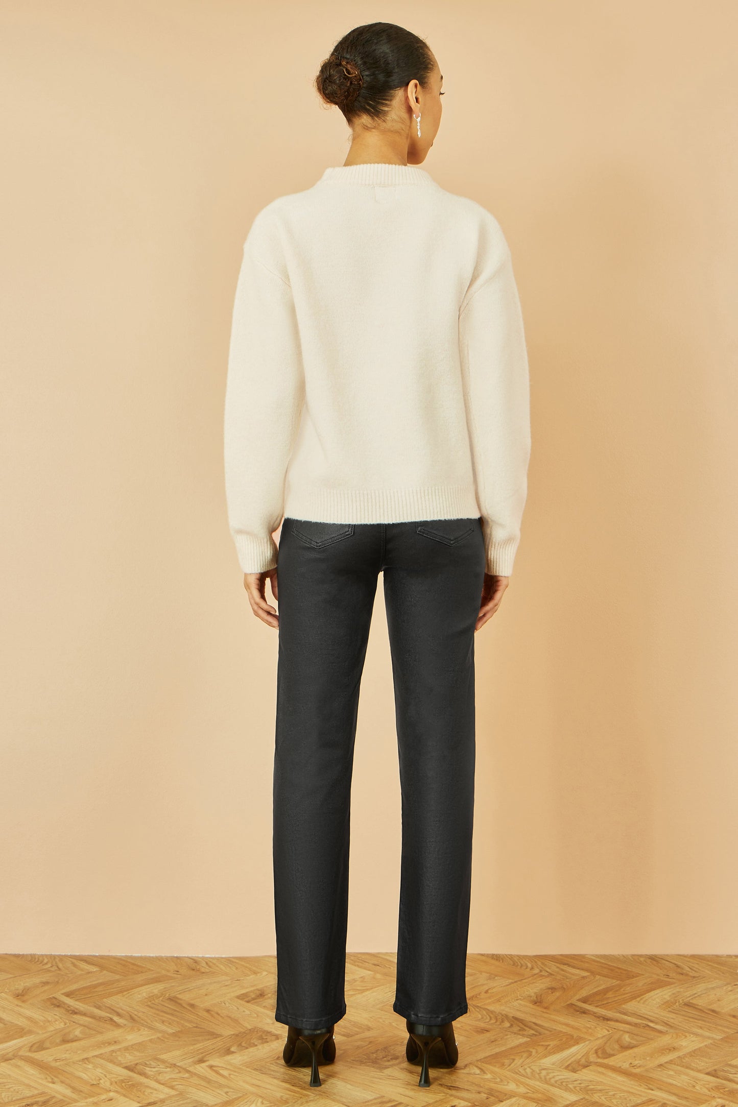 Yumi Cream Relaxed Knitted Jumper With Sequin Detail