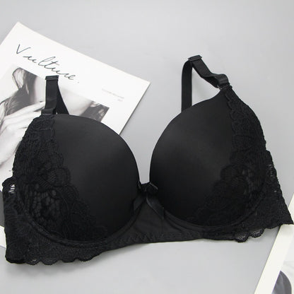 Plus Size Comfort French Lace Pure Shiny Side Bra