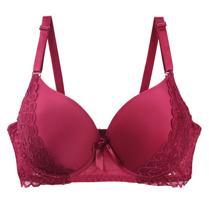 Plus Size Comfort French Lace Pure Shiny Side Bra