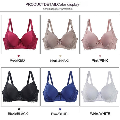 Plus Size Comfort French Lace Pure Shiny Side Bra