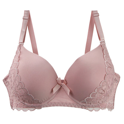 Plus Size Comfort French Lace Pure Shiny Side Bra