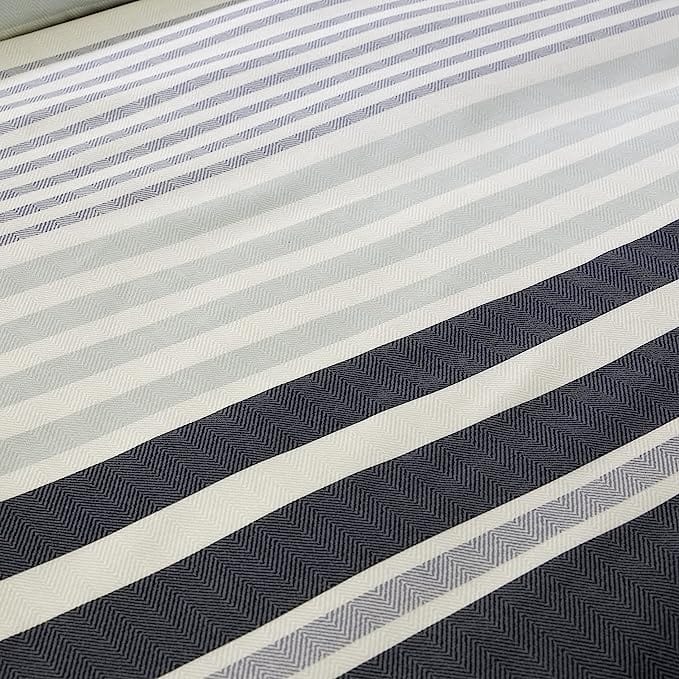 Miami Stripes Reversible Duvet Cover Set Hypoallergenic High-Quality Cotton Blend Bedding Available in Grey Natural Green Multiple Sizes by OLIVIA ROCCO