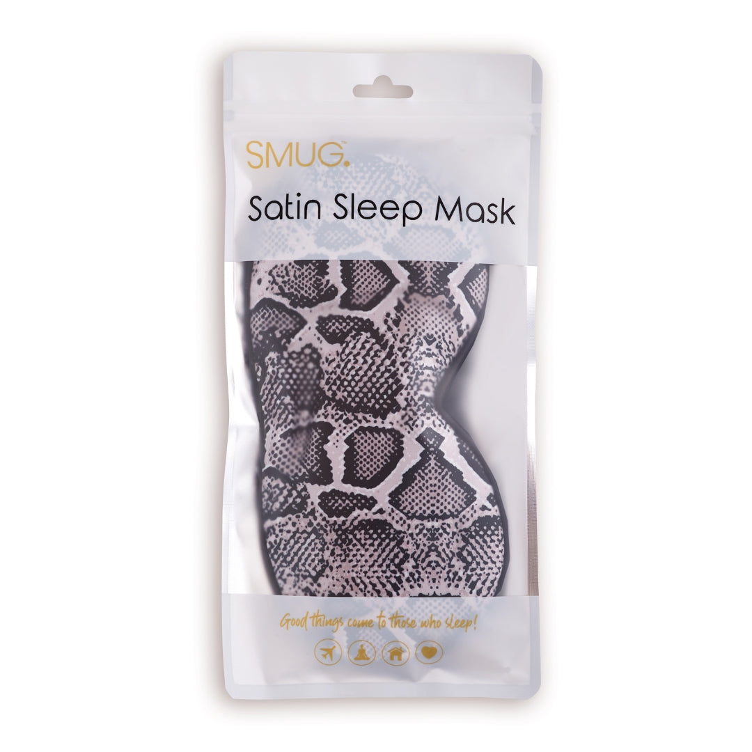Contoured & Satin Sleep Mask Double Pack & Wash Bag Set- Snake